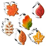 FUSOTO 6PCS Fall Leaf Cookie Cutter Set, Stainless Steel Baking Supplies for Homemade Cookies, Fall Leaf Cookie Cutters Shapes Biscuit Molds