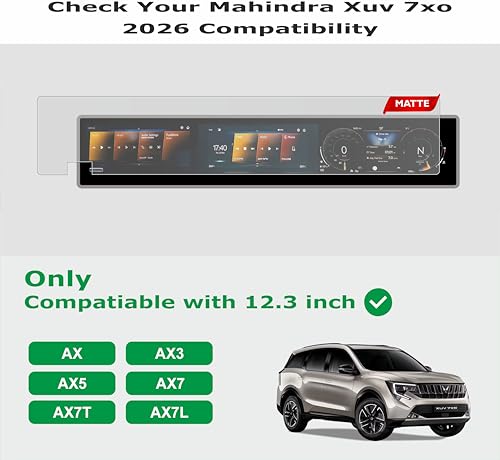 Image of OHAYO Military Strength Screen Protector for Mahindra XUV 7XO 2026 Matte Finish | Not Tempered Screen Guard | 9H Hardness Scratch Resistant Protection | Edge-to-Edge Full Coverage | Bubble Free Installation | Anti-Glare Ultra HD Clarity | Includes Installation Kit