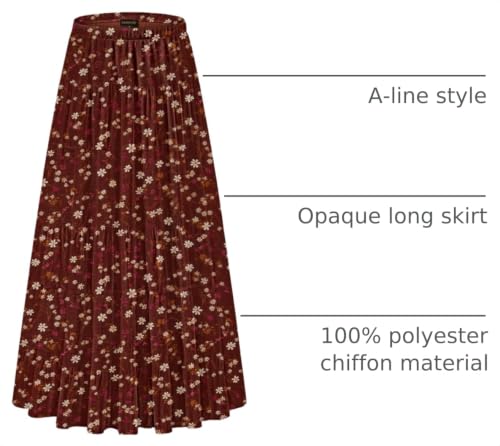 Image of NASHALYLY Women's Chiffon Elastic High Waist Pleated A-Line Flared Maxi Skirts