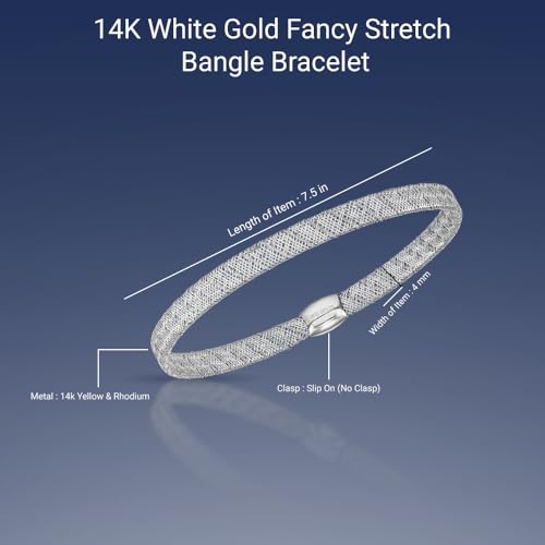 Diamond2Deal 14K White Gold Fancy Stretch Bangle Bracelet4