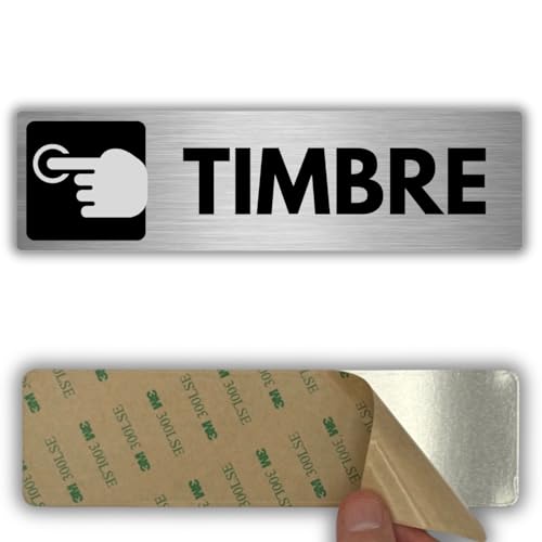 LEIASA | Señal Picar Timbre - 5x18 cm - Grosor 0.8 mm - Aluminio - Rótulo Llamar al Timbre - Signo Presionar Timbre - Indicación Timbre