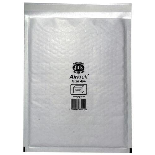 Jiffy Airkraft Bag Bubble-Lined Peel and Seal Size 4 240x320mm White Ref JL-AMP-4-10 [Pack 10]+ Free finchley Refill Pen (4)