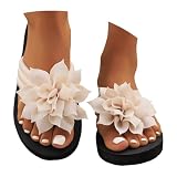 Flip Flop Damen, Flip Flops Damen Mit Blumen, Plateau Zehentrenner Sandale Leichte Vorne Offen Schlapfen Boho Style Zehensandalen Pantoletten Strandsandalen Badesandalen Sommerschuhe,38