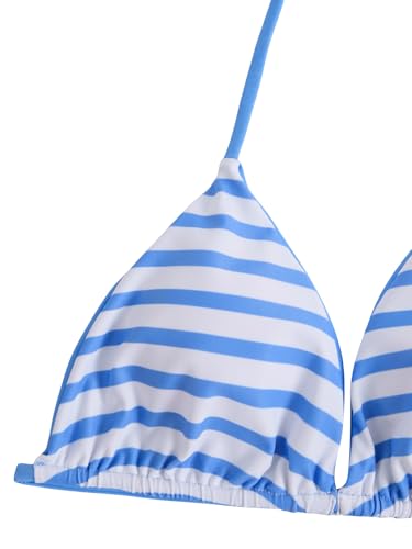 Image of RoseSeek Girl's 2 Piece Swimsuits Floral Gingham Halter Triangle Wireless Bikini Bathing Suit