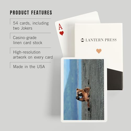 Lantern Press Grizzly Bear Waving, 52 naipes Póker para adultos miniatura 3