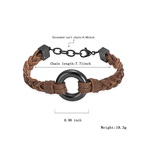 constantlife Circle of Life Urn Cremation Bracelet for Ashes Memorial Jewelry Brown Leather Wrist Band Bangle Funeral Keepsake2