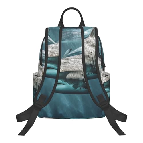 Casual Backpack for Women Men Several Sharks in the Ocean Lightweight Daypack Large Capacity Nurse Bag3