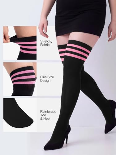 Image of Apoway 6 Pairs Plus Size Thigh High Socks Warm Thigh High Stockings Over the Knee Socks for Women, L-XXL