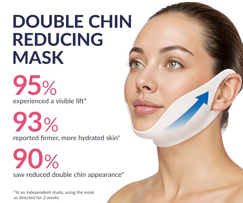 Stylia V Line Lifting Collagen Mask - Lift, Firm & Contour Jawline - Tightening Double Chin Strap with Hyaluronic Acid & Aloe - Neck Tightening and Lifting Mask - Jawline Shaper Face Lift Tape (7PC)