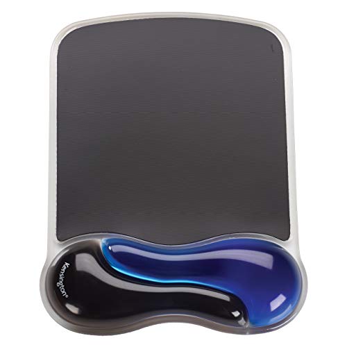 Kensington ergonomisches Mauspad mit Handgelenkauflage, Rutschfeste und bequeme Duo-Gel-Handgelenkshalterung, Kompatibel mit Laser- und optischen Mäusen, schwarz/blau, 62401