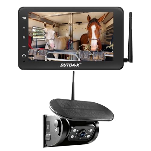BUTOA-X X7 Wireless Solar Magnetic Backup Camera for RV Truck - 15000mAh Battery Magnetic Hitch Camera 7 Monitor 320FT Range - 5th Wheel Hitch Gooseneck Travel Boat Horse Trailer Truck