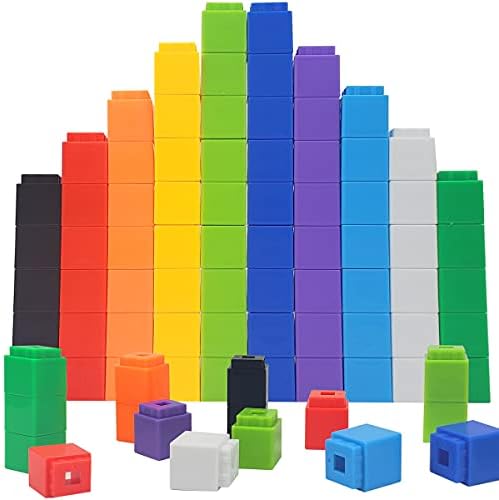KUTOI Math Cubes for Kids, 100 Count, Colored Early Learning Stacking Blocks for Adding, Subtracting, Counting, Patterns, and Mathematics, Educational and Interactive