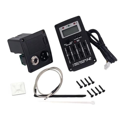 Ecualizador Preamp de 4 Bandas para Guitarra Acústica con Afinador LCD y Control de Volumen, Pickup Piezo Negro para Guitarras Folk, con Controles de Graves, Medios, Agudos y Presencia miniatura 1