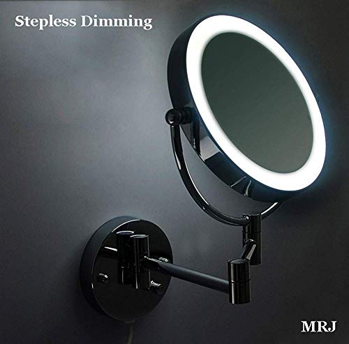 Miroir maquillage éclairant orientable en chrome véritable de haute qualité