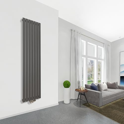AICA Radiador plano, 600 x 982 mm, radiador de diseño, panel de doble capa, conexión lateral horizontal, antracita, 1534 W (FM18-7-SA)