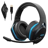 Jeecoo Xiberia V22 Gaming Headset for PC- Deep Bass 3D Surround Sound- USB Headphones with Noise Cancelling Microphone RGB Lights Plug & Play for Laptops Computers