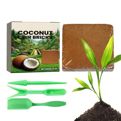 Ladrillo de Sustrato de Fibra Vegetal - Bloque Medio de Plantación Comprimido 10x10x1cm, Sustrato de Jardín Equilibrante de PH 60g | La retención de humedad optimizada favorece incluso la mejora de la