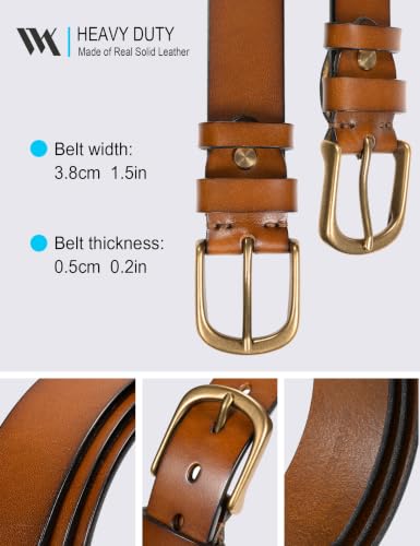 Image of WOLFANT Thicken Full Grain Leather Belt for Men,1.5 inch Italian Solid Leather | All-Day Comfy Heavy Duty Leather Belt for Casual, Work and Daily Wear