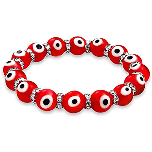 Colorful Turkish Glass Bead Good Luck Protection Evil Eye Stretch Bracelet Rondelle Crystal Spacer Stackable Protection More Colors for Women Teens