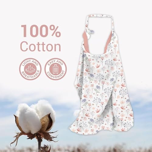 Image of Moms Home Organic Cotton Muslin Nursing Cover for Breastfeeding Apron | Feeding Cover for Mother | Pack of 1 | Blossom