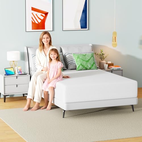 Image of FDW 12 Inch Full Mattress, Medium Firm Base Foam, Breathable & Comfortable with Removable Washable Zipper Cover, Bed in a Box, CertiPUR-US Certified, White