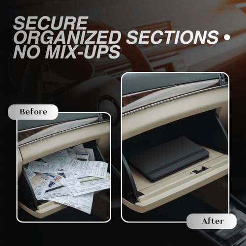 LINTRU Car Insurance and Registration Card Holder, Fits Folded Registration Papers, Double-Stitched Rigid Backing, Secure Elastic Closure, Vehicle Document Organizer, Car Accessories for Men & Women