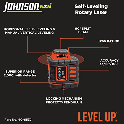 Image of Johnson Level & Tool 99-027K Self-Leveling Rotary Laser System, 8.75 inch, Red, 1 Kit,Orange