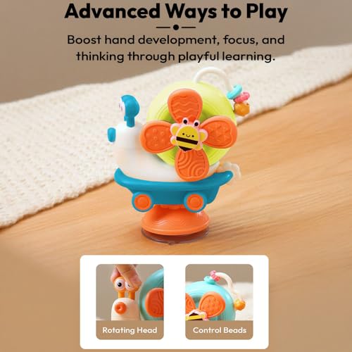 Image of StarAndDaisy Orapple Spinster Toy for Baby 5-in-1 Suction Spinner, Rattle, Friction Car, Windmill & Sensory Play | BPA-Free, Safe & Durable | Interactive Learning Toys for 6+ Months Kids