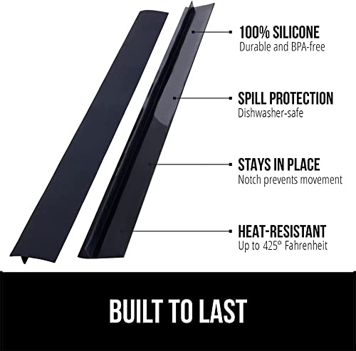 Gorilla Grip 2 Pack Silicone Stove Gap Covers, Flexible Heat Resistant Stovetop Filler Between Counters And Cooktops, Seamless Hidden Oven Side Guard, Prevents Counterspace Mess, 21 Inch, Black #TOP1