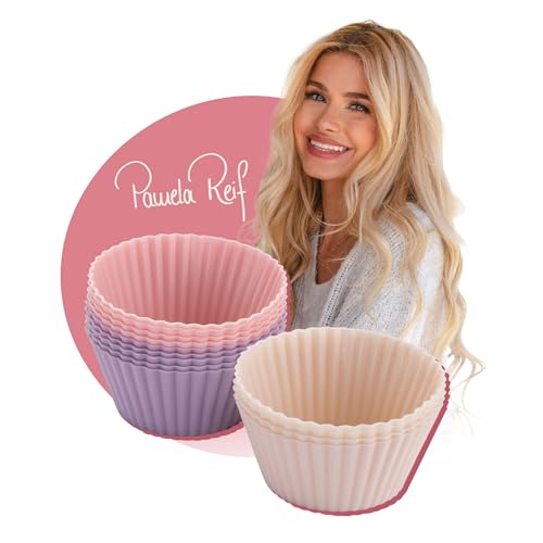 FACKELMANN x Pamela Reif Silikon-Muffinförmchen 12-teilig Aus Platin-Silikon in Pastellrosa Lavendel und Beige - Temperaturbeständig von -40 C bis Plus 230 C Spülmaschinengeeignet