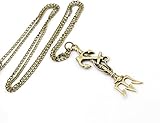 Poseidon's TRIDENT Anchor Pendant Necklace - Percy Jackson Camp Half-Blood - Neptune - Pirate Fantasy - Once Upon a Time - Brass