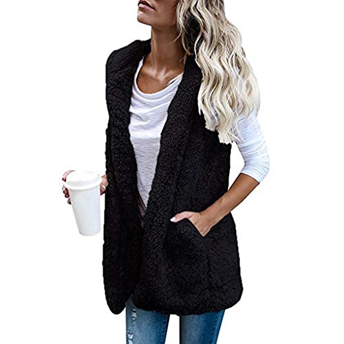 Chaleco de invierno para mujer sudadera con capucha abrigo negro M casual 2