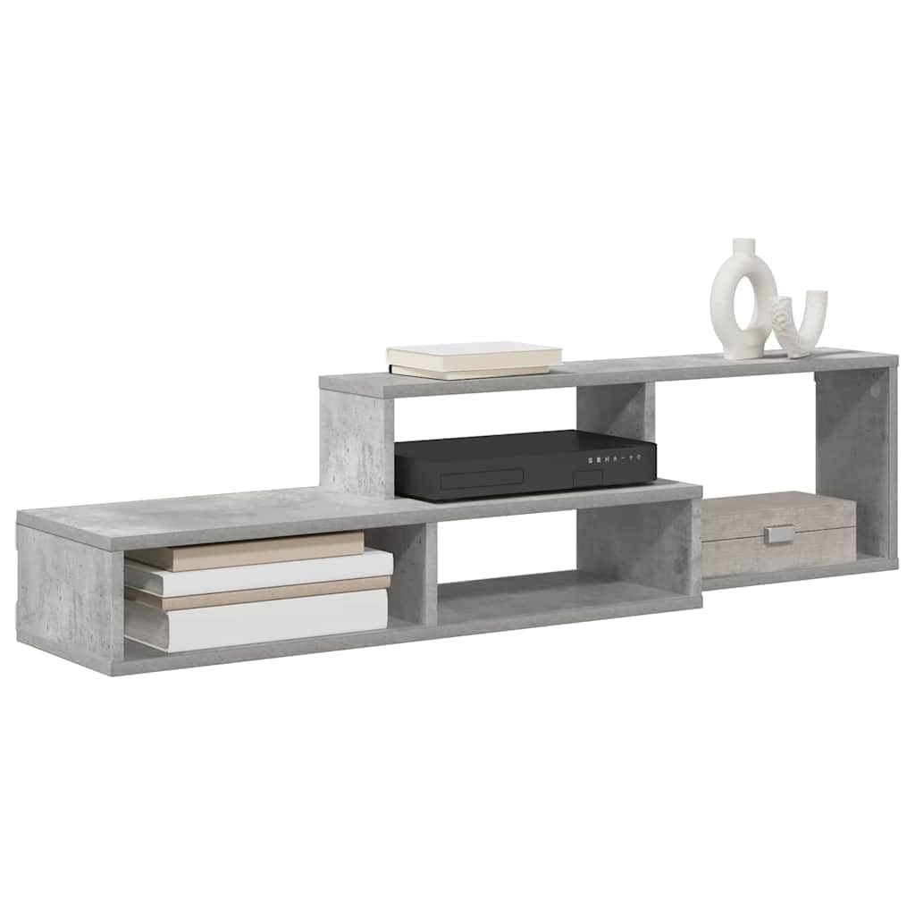 Moderner Wand TV Ständer 120x25x28, 5cm aus Holzwerkstoff, wandmontierter Fernsehständer mit Regal, platzsparendes Design für Wohnzimmer, Home Cinema und kleine Räume, matte 32-55 Zoll Fernseher