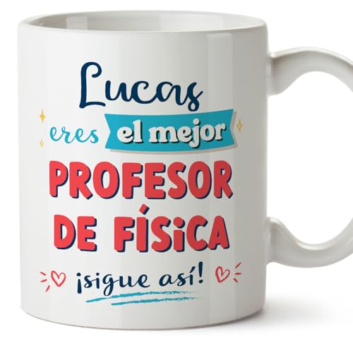MUGFFINS Tazas Personalizadas para PROFESOR DE FÍSICA hombre - En Español - Sigue así! - 11 oz / 330 ml - Regalo Personalizable original y divertido