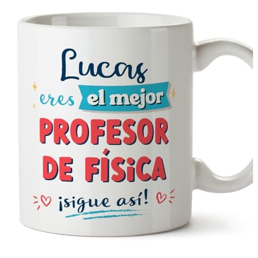 MUGFFINS Tazas Personalizadas para PROFESOR DE FÍSICA hombre - En Español - Sigue así! - 11 oz / 330 ml - Regalo Personalizable original y divertido