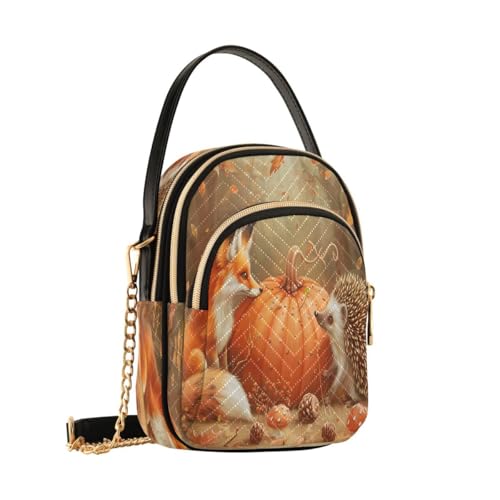 ALAZA Fox Hedgehog Pumpkin Autumn Crossbody Bag Small Shoulder Handbags Leather Purse for Women2