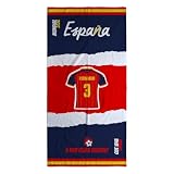 DEREGALOOS Toalla Personalizada Selección Española Mundial 2026. con Nombre y Número. Camiseta España. Regalo Original para Aficionados del Fútbol Español (1º Equipación - Roja, 70X140)