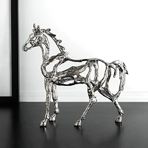 Statue de cheval creux faite main au design metallique premium