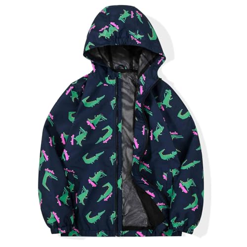 Image of SUNDAY ROSE Boys Windbreaker Jacket Hooded Lightweight Windroof Water-resistant Outdoor Coats for Kids