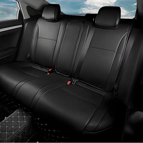 Image of AOMSAZTO Custom Fit Seat Covers for Honda Civic Hatchback 2022 2023 2024 Sport /LX &Hatchback Hybrid Sport 2025 Full Set Faux Leather Seat Covers Black