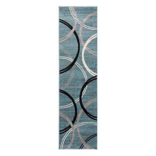 Rugshop Modern Wavy Circles Design Runner Rug 2' x 7' 2" Blue