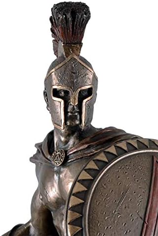Leonidas With Shield And Spear Field Mens Spartan Bronzed