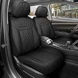 MotorBox Car Seat Covers – Ranch Leatherette Faux Leather Black Seat Covers for Car...