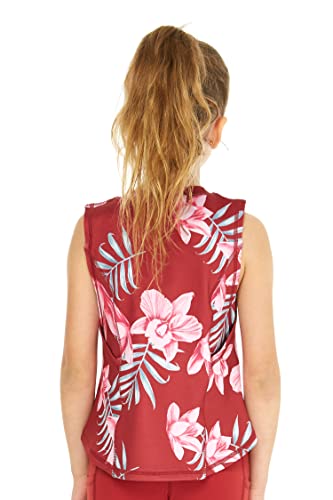 Girl's Hawaiian Athletic Sportswear Tank Top In Lotus And Orchid Red Size M #TOP1
