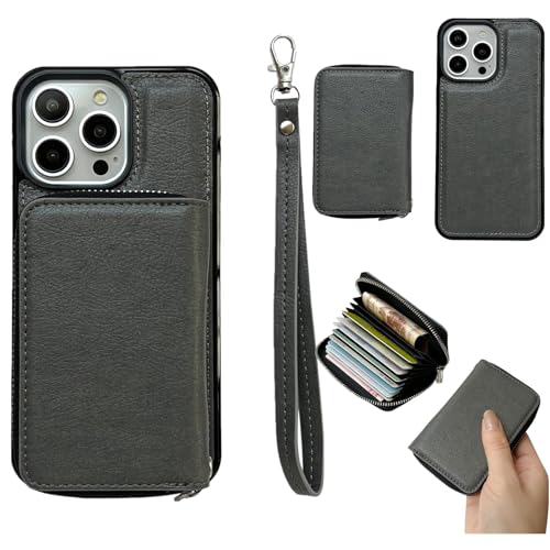 Étui en cuir gris iPhone 12 Pro sangle bandoulière pour vos sorties