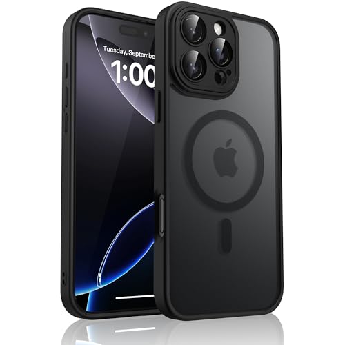 Mugust Magnetisch Hülle für iPhone 16 Pro Hülle, Matt Handyhülle Kompatibel mit MagSafe, Mattierte Durchscheinende Rücks...