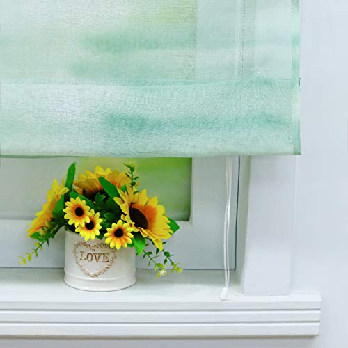 ESLIR Roman Blind No Drilling Required Roman Curtain with Eyelets Transparent Curtains with U-Hook Eyelet Roller Blind Voile Colour Gradient Pattern - Image 3