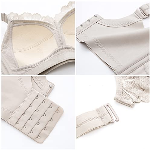 AILIVIN 32-42(B-DDD) Lightly Latex Lined Cup Wirefree Unpadded Full Coverage Plus Size Minimizer Bra