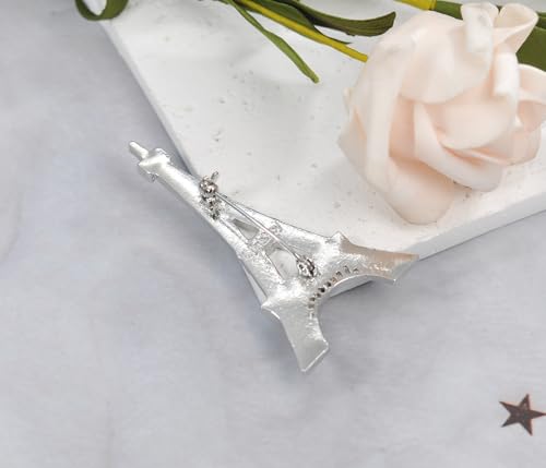 Image of Gyn&Joy Clear Crystal Rhinestones Eiffel Tower Fashion Brooch Pin