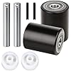 Hromee Pallet Jack/Truck Load Wheels Replacement Full Set with Axles and Entry Exit Roller 3 x 3.75 with 20mm ID Bearings